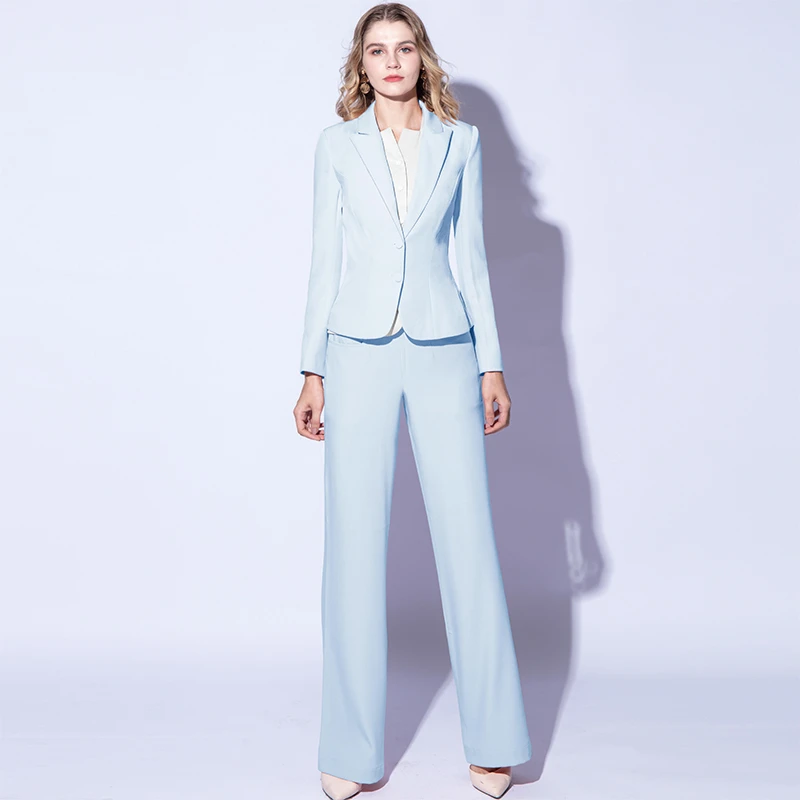 

New Arrival Pant Suit Women Suits Work 2 Piece Set Single Breasted Loose Blazer and Wide leg Pants Women's Trousers Suits