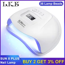 LKE 120 Вт Сушилка для ногтей SUN X светодиодная УФ-лампа для ногтей для всех гель-лаков с автоматическим сенсором ЖК-дисплей 4 таймер лампа для дизайна ногтей