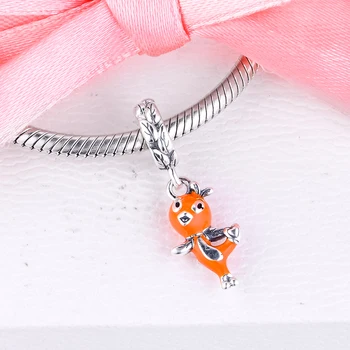 

CKK Silver 925 Jewelry Orange Bird Dangle Charm Fits Original Bracelets Sterling Silver Beads