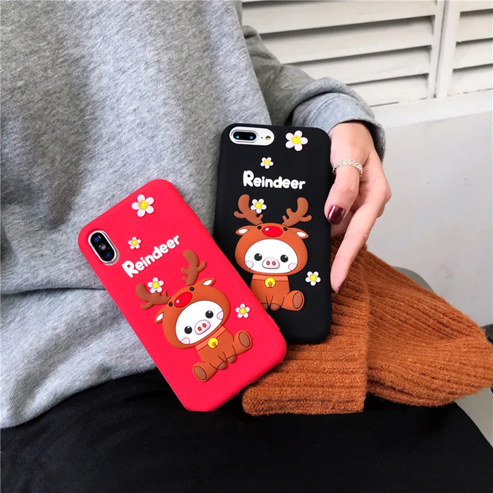 Новое поступление Веселый Чехол для телефона с рождественским рисунком для iPhone 6 7 8 plus x xs xr рельеф Санта Клауса матовая Праздничная мягкая Задняя накладка чехла из ТПУ