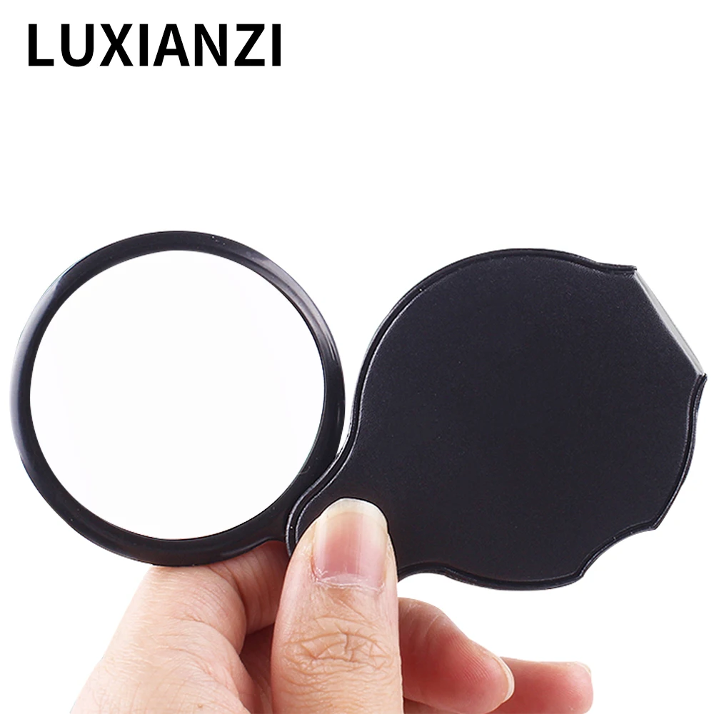 10X Folding Pocket Magnifier 2.56''Diameter Loupe with Keychain Portable  Magnifying Glass for Reading Jewelry Coins Hobby Using
