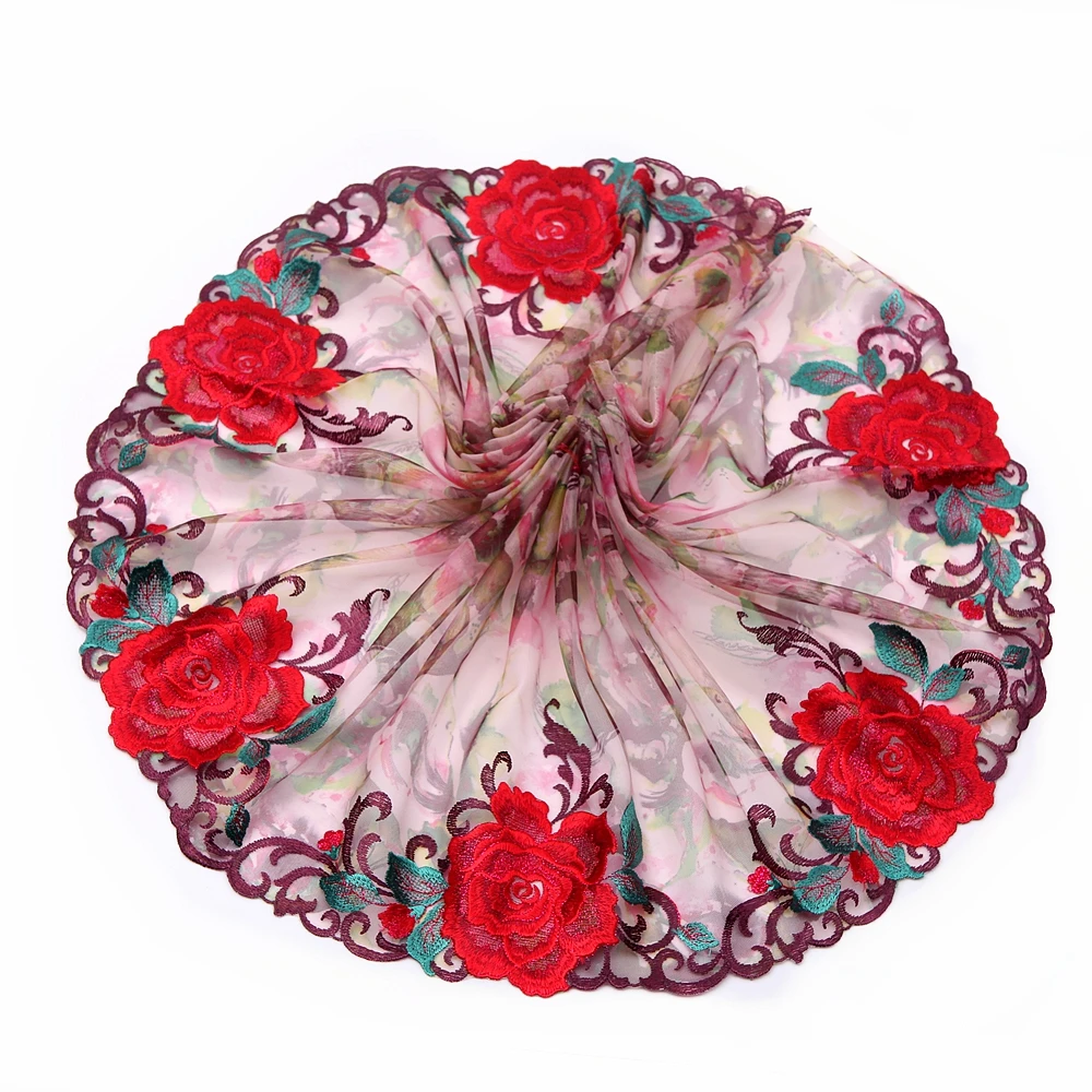 2 ярда кружевная отделка красный вышитый синий тюль кружево 9 46 дюйма шириной