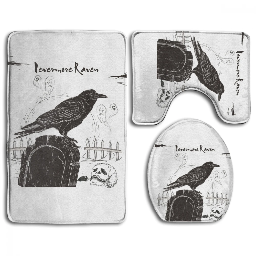 CHARM HOME Nevermore Ворон черная птица зловещие аксессуары для хеллоуина коврик ванной 3