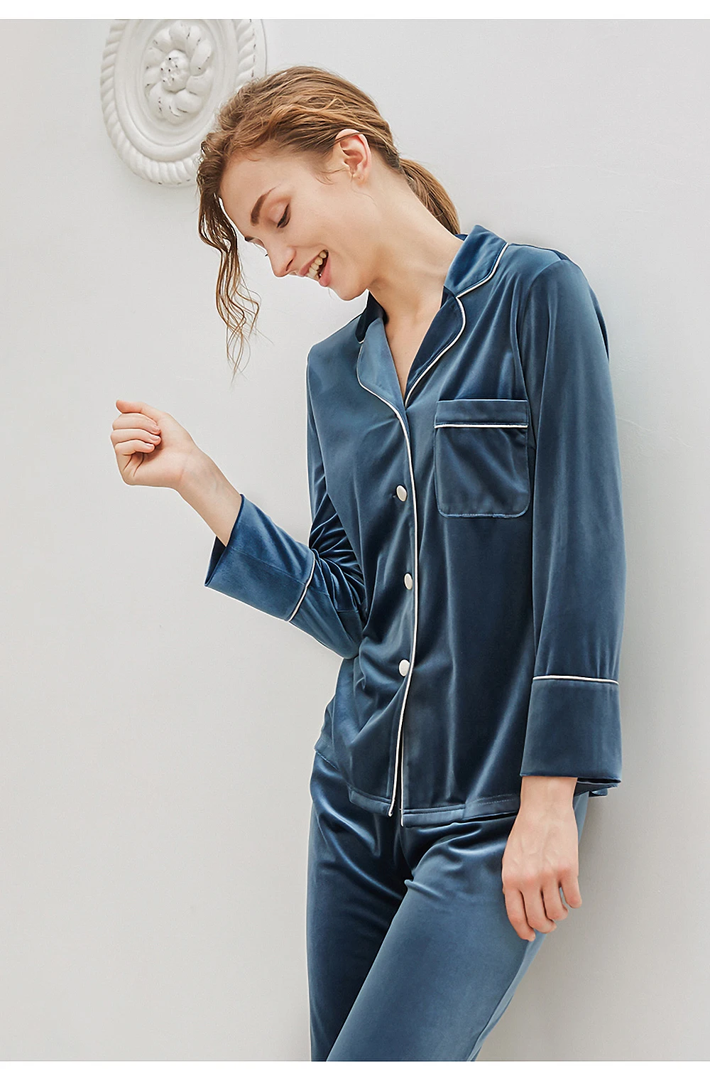 Winter Pajama Warm Pajamas for women pajamas set nightwear ladies pajamas sets Gold velvet homewear Women long sleeve sleepwear
