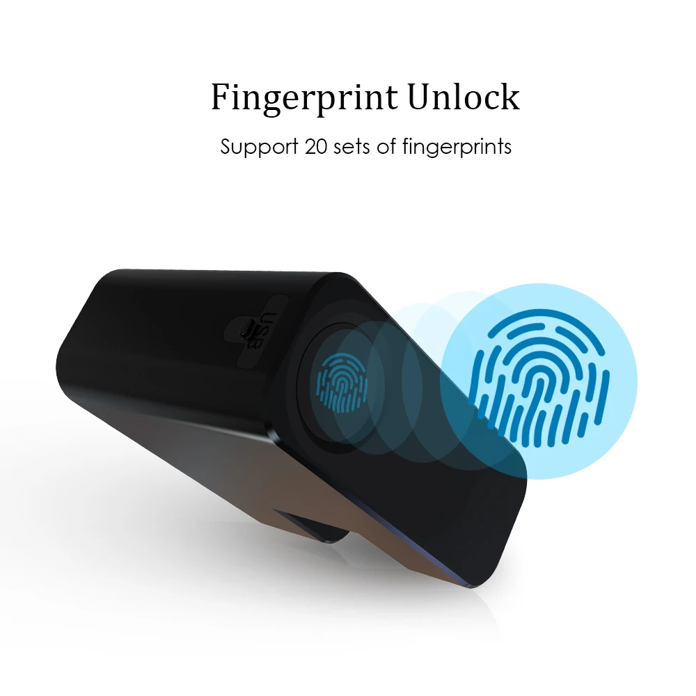 

XB30F Fingerprint Padlock 20 Sets Fingerprint Unlock USB Rechargeable Smart Keyless Fingerprint Lock Anti-Theft Mini Lock