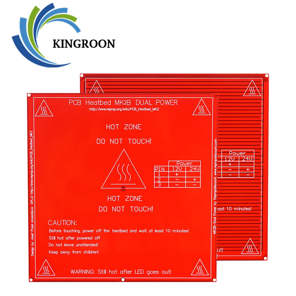 : KINGROON Модернизированный MK2A MK2B MK3 Heatbed PCB кровать с подогревом Dual 12V 24V очаг 3D