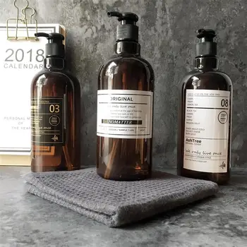 

Shampoo Press Bottle Liquid Shower Gel Refillable Portable Plastic Empty Soap Dispensers Nordic Style Bathroom Jar 250/500ML