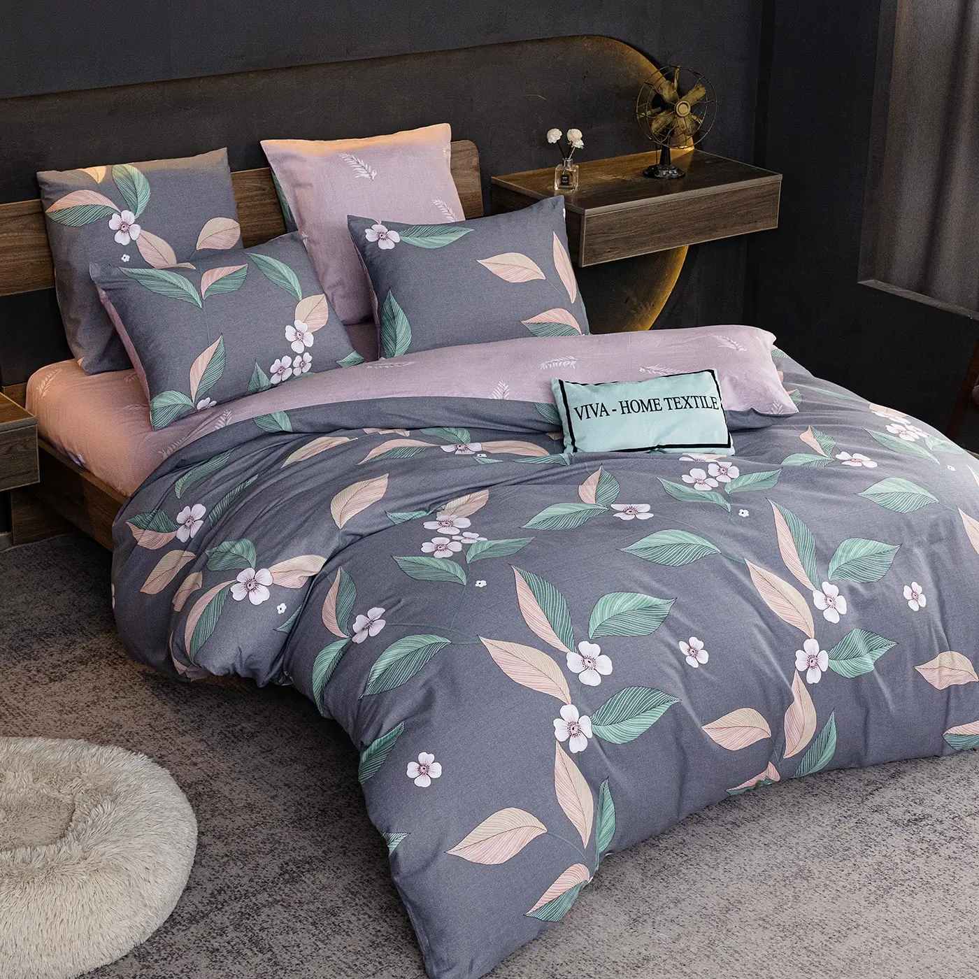 Комплект постельного белья Делюкс Сатин на резинке LR363, Дуэт Семейный ...