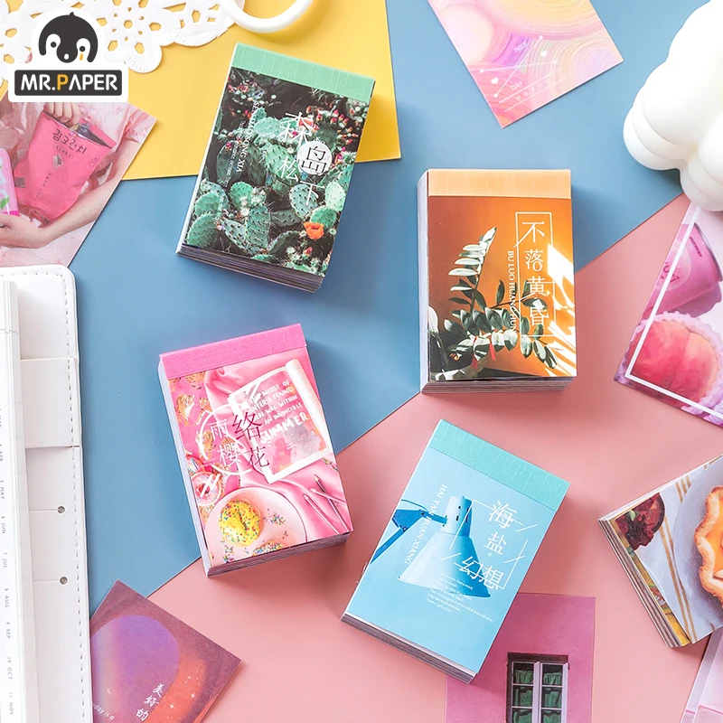 El Sr. De papel 50 uds/Libro 4 diseños Ins estilo plancton Idioma serie creativo lindo Simple mano cuenta Material de decoración DIY de papel