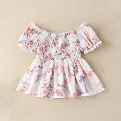 Chemise de princesse à manches courtes bouffantes, vêtements d'été pour enfants et petites filles, 2022 
