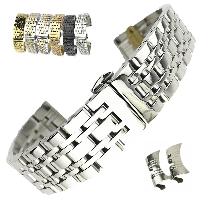 

20mm 22mm Silver Solid Curved End Solid Links Replacement Watch Band Strap Bracelet Butterfly Clasp For Seiko
