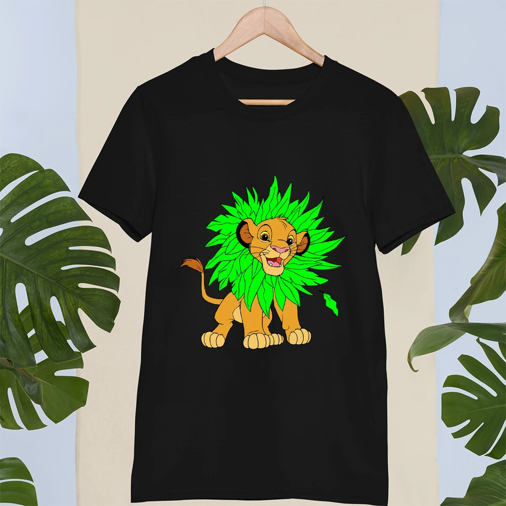 Kawaii Simba and Nala Lion King Print T shirts Female Clothing Casual Loose Unisex Tshirts Harajuku Tee Summer Women T-shirt custom t shirts