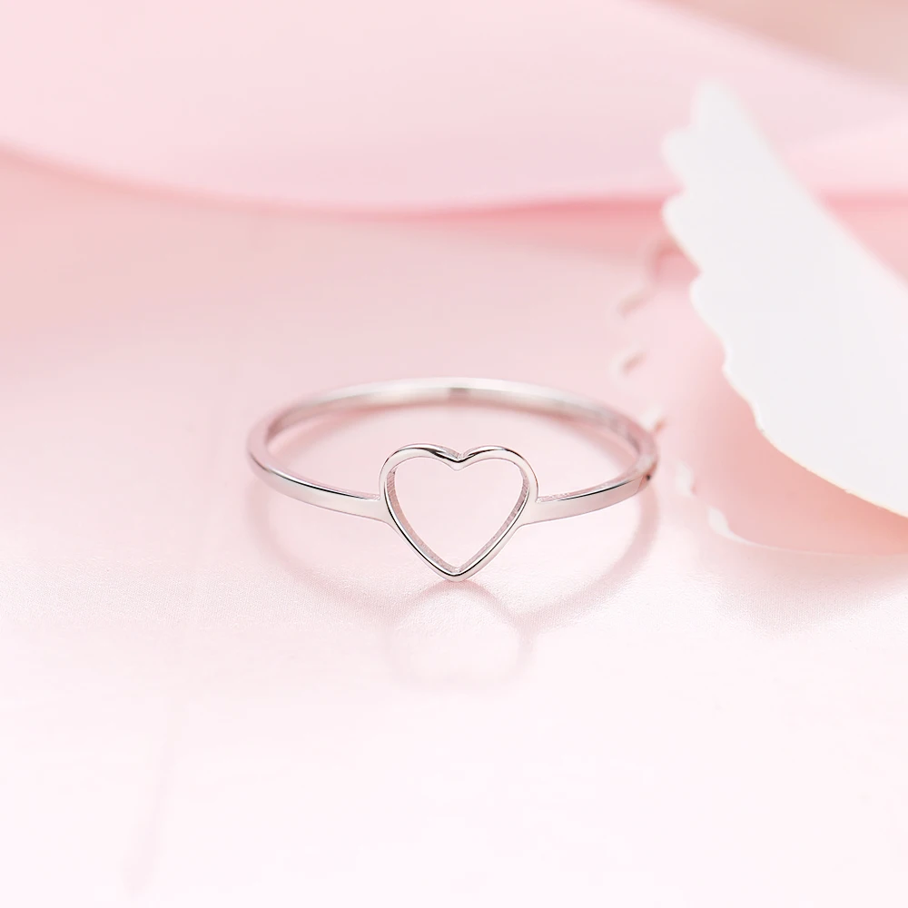 Stainless Steel Heart Shaped Wedding Rings for Woman Jewelry Gift