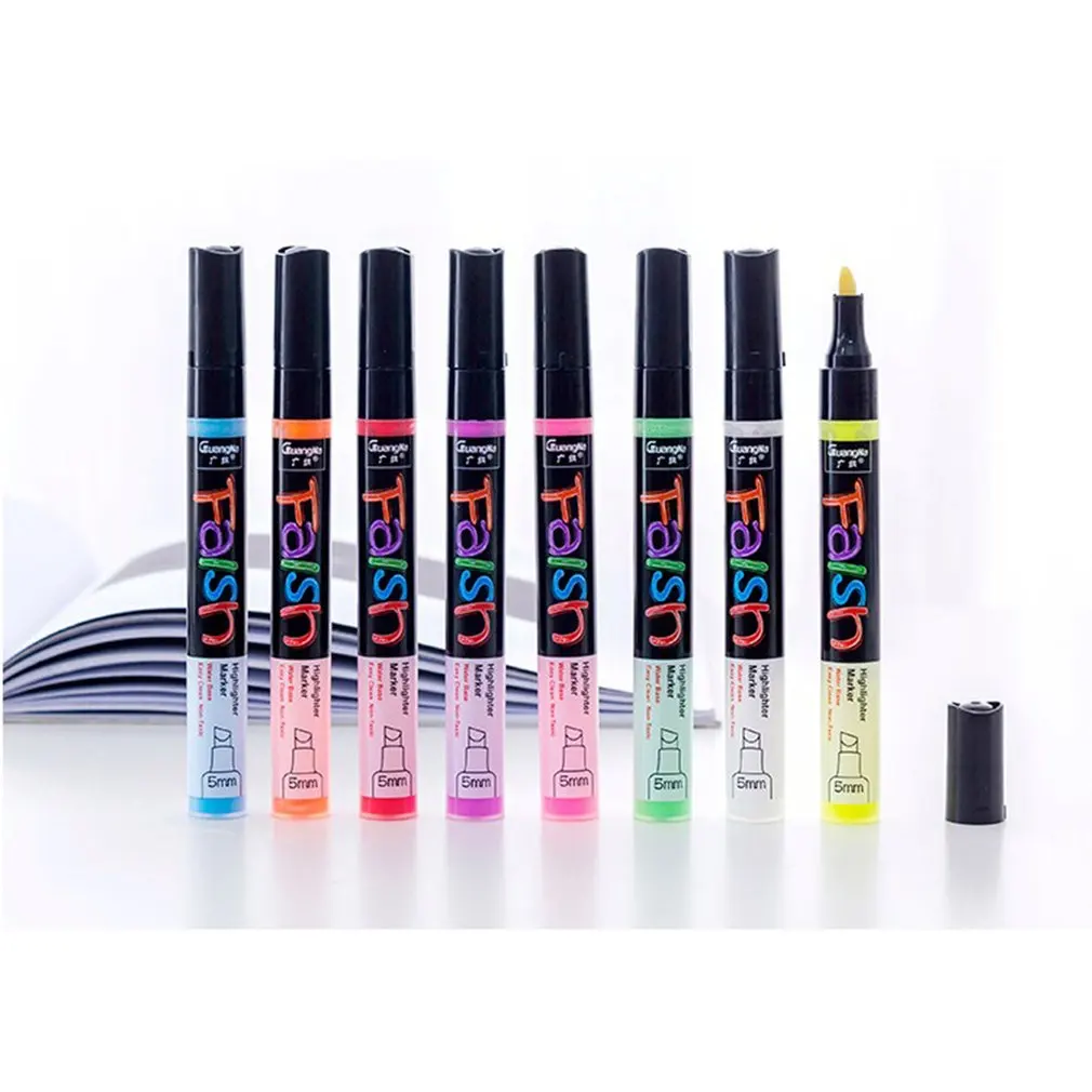 

8pcs/set 6MM Students School Accessories Neon Liquid Chalk Fluorescen Marker Pen Board Glass Sign Pen Chalk Sets