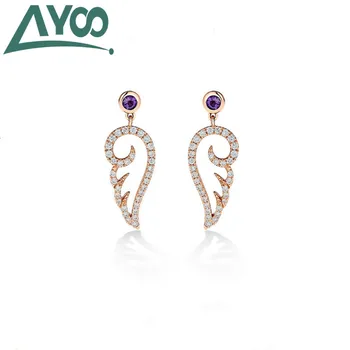 

AYOO 2020 new high-quality 1:1 sweet angel crystal wings earrings earrings best gift for girlfriend