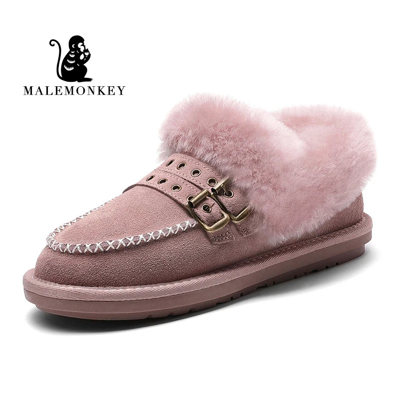 MALEMONKEY/роскошные фирменные дизайнерские женские ботинки; Новинка года; модные женские ботинки в винтажном стиле; удобные милые мягкие ботинки в австралийском стиле; зимние ботинки - Цвет: Розовый