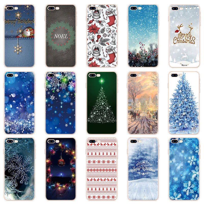 

Christmas Print Case Soft Xmas Cover Coque For iPhone 11 Pro Max XS Max XR XS 7 8 Plus X 5 5s SE 6 6S Plus 5C 4 4S Cases Funda