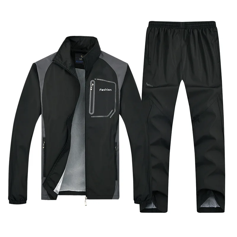 Комплект из двух предметов, осенняя спортивная верхняя одежда, мужские комплекты, Мужская одежда, брюки 5XL, ветронепроницаемое повседневное пальто, однотонное пальто для отдыха MOOWNUC, новинка года