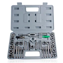 40 sets of inch taps and die sets round plate teeth hand precision alloy steel combination high-grade plastic packaging box