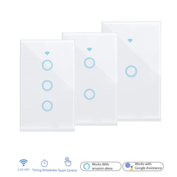

US Smart touch switch Light switch WIFI network connection App smart control 1gang 2gang 3gang4gang AC110V 220V interrupter