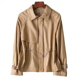 Ladies Genuine Leather Jacket Sheepskin Coat Real Sheep Jacket Women Motorcycle Casual Spring Autumn Female Outerwear Size 3XL