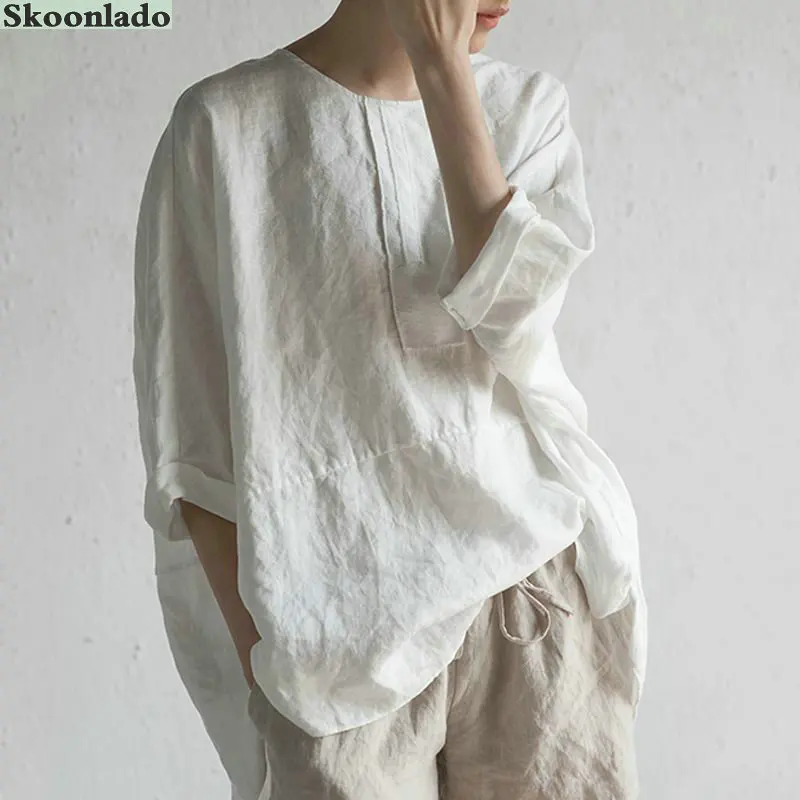 Newest Casual Linen Women Tops S5xl Plus Size Loose Thin Linen