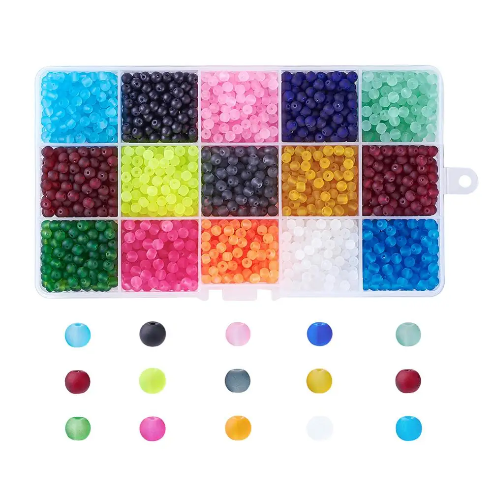 Pandahall 4 мм 6 8 10 Матовые прозрачные стеклянные бусины Круглые свободные для