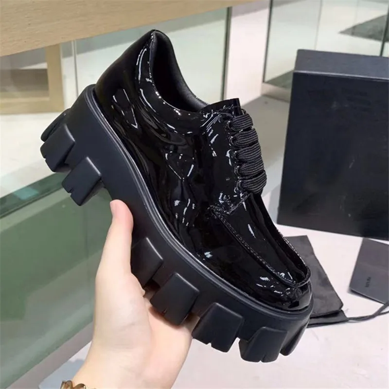 Обувь на платформе; женская кожаная обувь; zapatos mujer; обувь для подиума с круглым носком; женская обувь из лакированной кожи; трендовые эспадрильи; обувь на шнуровке - Цвет: as show