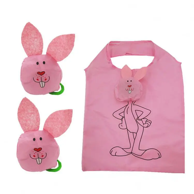 pink Toothed rabbit Зубчатый кролик износостойкий к царапинам и портативный квадратный экологический полиэстеровый мешок для хранения и складывания покупок - Цвет: pink Toothed rabbit