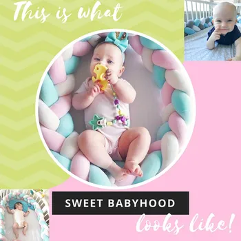 

Baby Unisex First Quality Cotton Blends Colorful Soft Knot Pillow Braided Crib Bumper Decorative Bedding Cushion clothes