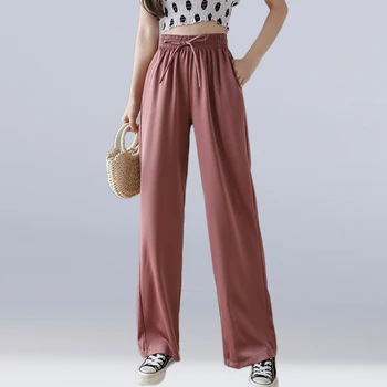 

Elegant High Waist Women Wide Leg Pants Long Trousers Ladies Fashion Summer Street Wear Loose Casual Pants Pantalon Mujer