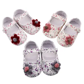 

Infant Shoes Newborn Shoes Newborn Baby Girls Flowers Printing Applique Prewalker Soft Sole Single Shoes Buciki Dla Niemowlat