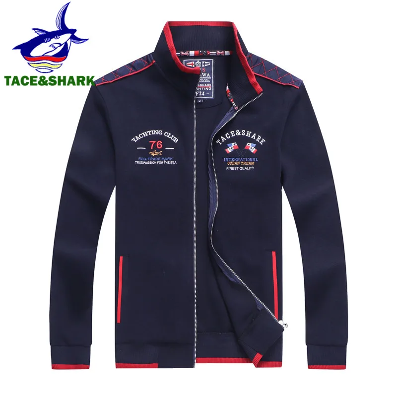 

TACE&SHARK Brand Jacket Autumn Men Fashion Casual Mens Business Shark Embroidery Jacket Bomber Jacket Men Zipper Patchwork Coats