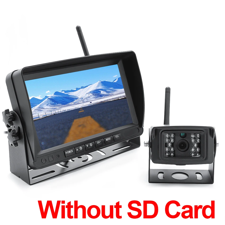 without SD Card Новая AHD беспроводная камера заднего вида и DVR рекордер мониторинг для грузовика/прицепа/автобуса/RV/пикапа/прицепа - Название цвета: without SD Card