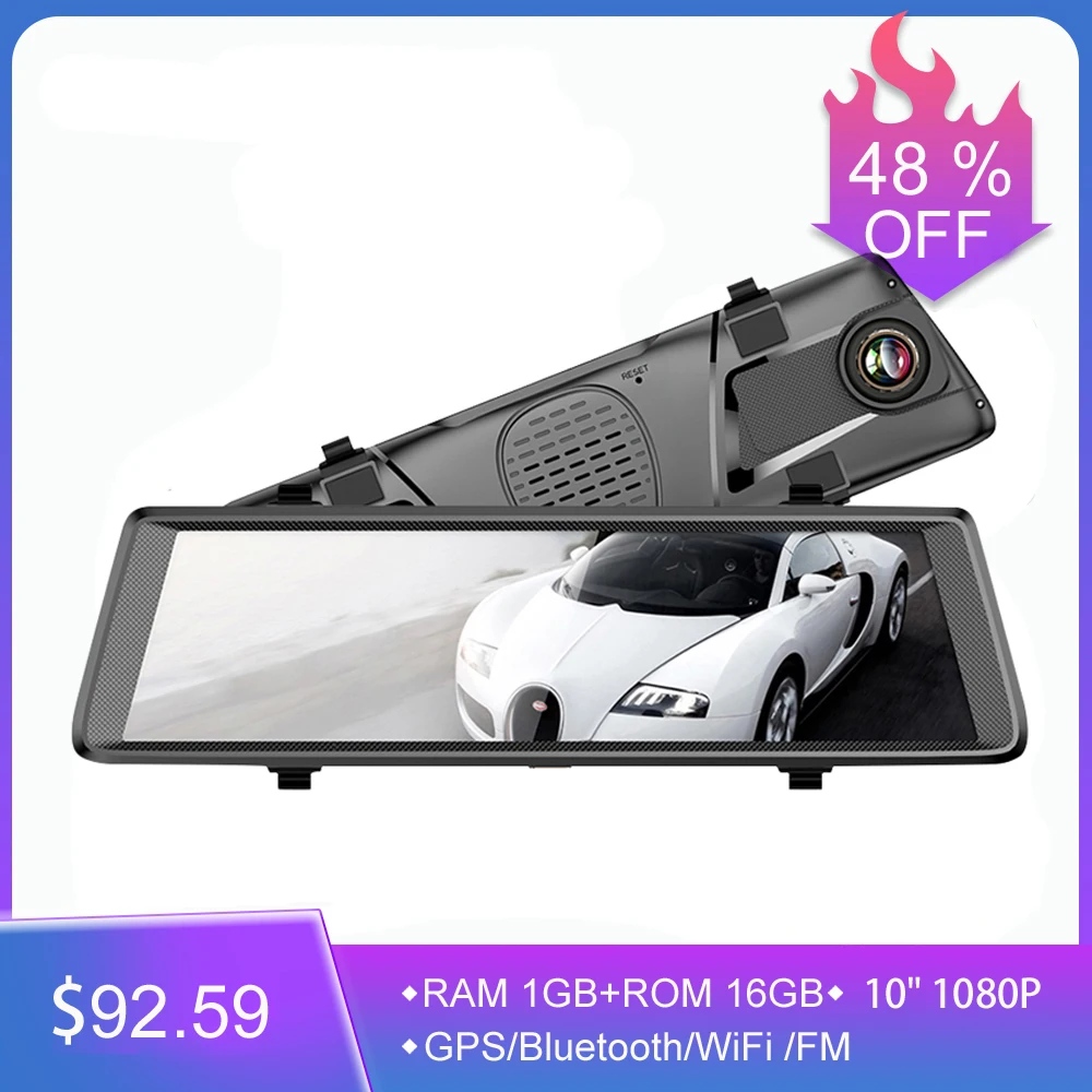 

Dash Cam V6 FHD 1920X1080 3G Android Mirror Dashcam 10" GPS Car Dvrs ADAS Dual Camera WiFi DVR Control 24H Park Video Recorder