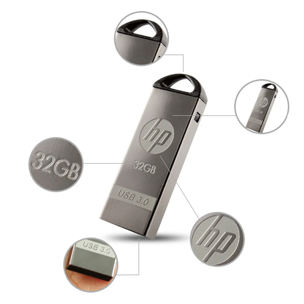 Hp мини металлический флеш-накопитель USB 3,0, 128 ГБ, 64 ГБ, 32 ГБ, 16 ГБ, флеш-накопитель для автомобиля, карта памяти, флэш-диск для хранения, флешка для ключей