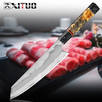 

XITUO 7 Layer Composite Steel Kitchen Chef Knife 8 Inch Cleaver Slice Paring Gyuto Knife Exquisite Octagonal Stable Wood Handle
