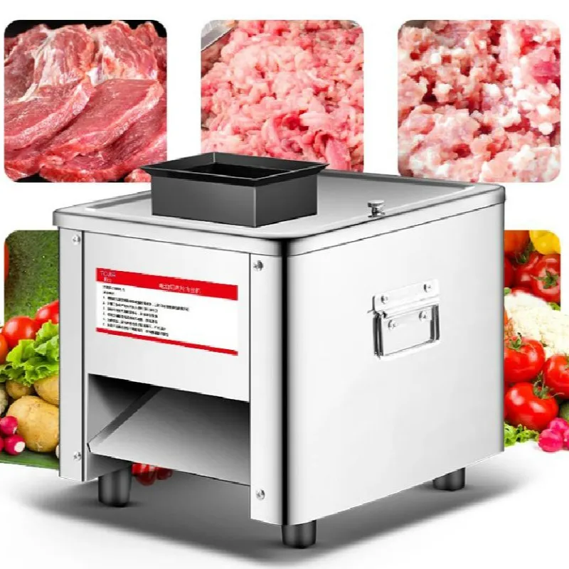 

Commercial Meat Slicer Stainless Steel Fully Automatic 850W Shred Slicer Dicing Machine Electric Vegetable Cutter Grinder