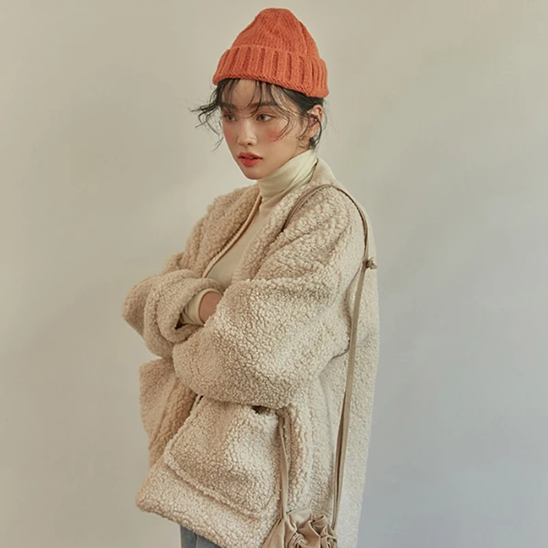 Neploe Lambswool Лоскутная утепленная куртка зимняя с длинным рукавом с v-образным вырезом модная верхняя одежда свободная теплая однобортная Женская куртка 55091