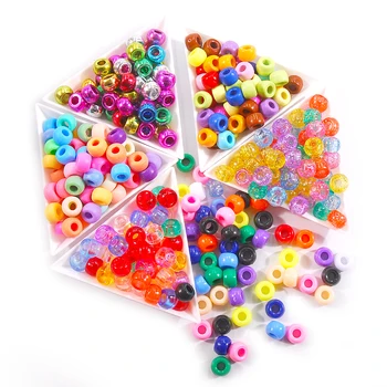 

100Pcs/Bag 8.5mm Big Hole Beads Mixed Color Acrylic Plastic Smooth Round Ball Spacer Loose Beads Diy Jewelry Making