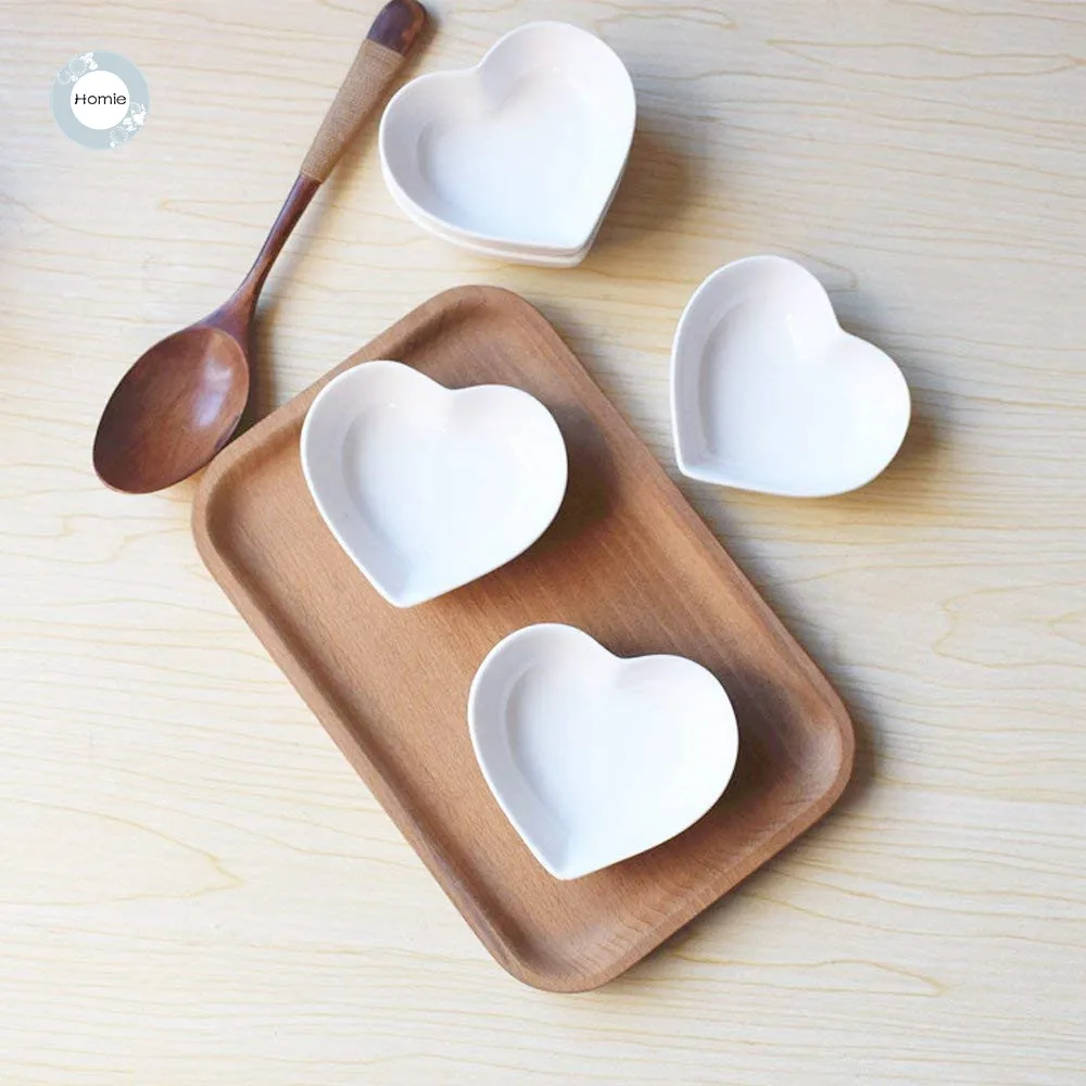 4PC set Super Cute Heart Sharpe Ceramic Sauce Dish Mini Side Seasoning Dish Condiment  Love Porcelain Small Saucer1