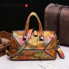 EUMOAN кожаная сумка Лоскутная ручная протирать Цвет Ретро сумка почтальон повседневные камуфляжные сумки