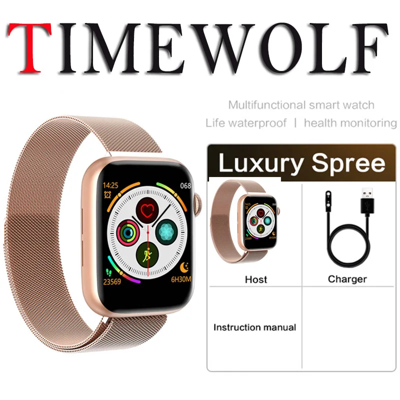 Pink Смарт-часы Timewolf с Bluetooth для звонков/музыки, мужские водонепроницаемые Смарт-часы для измерения артериального давления, IP68 Смарт-часы для IOS и Android телефона - Цвет: Pink