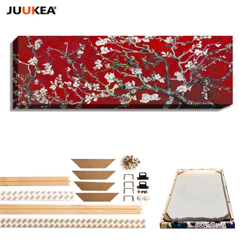 

Vincent Van Gogh Red Blossoming Almond Tree large Canvas Painting Print Natural Wood DIY frame Home Decor hallwey Living room