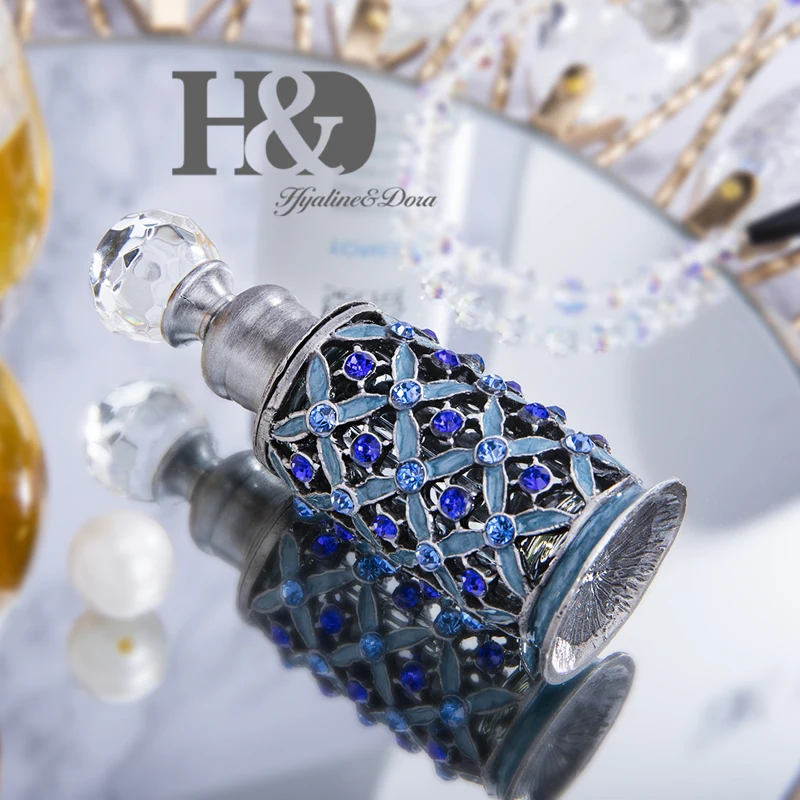 H& D 6 мл винтажный многоразовый флакон для духов, украшенный кристаллами, ретро пустотелый стеклянный флакон для духов, домашний Свадебный декор, подарок
