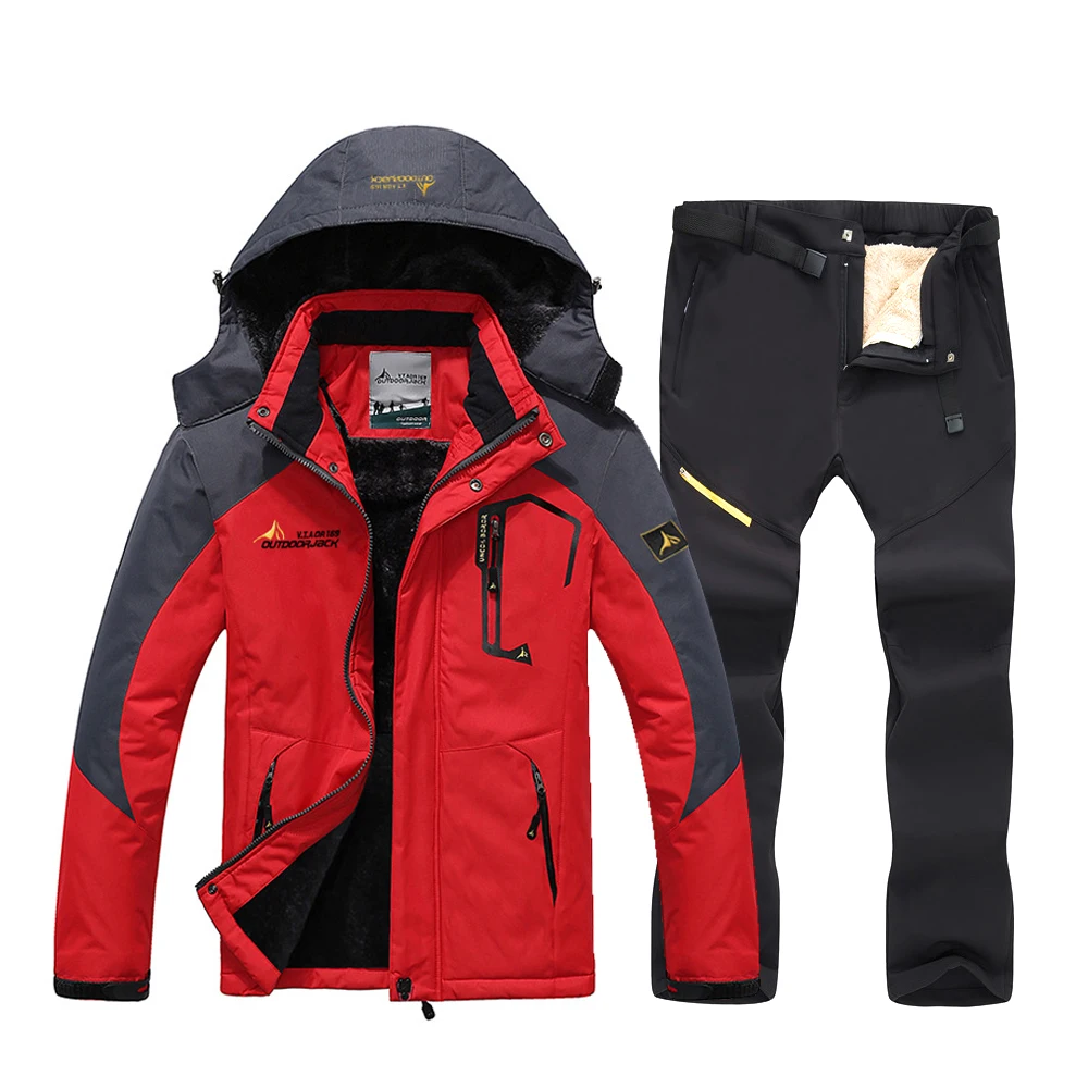 

Winter Fleece Warm Ski Suit Men Waterproof Windproof Skiing And Snowboard Jacket Pants Set Men Outdoor Snow Costumes Coat Suit