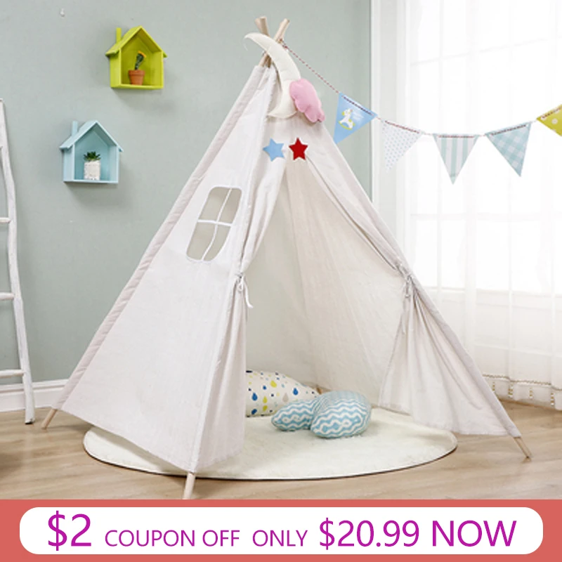 

11 Types Kids Tent Play Tent Large Teepee With Mat Outgoing Toys Portable Childrens Room Decor Canvas Original Triangle Tipi