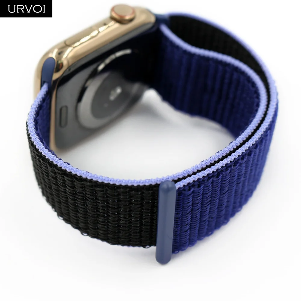 URVOI Sport loop для apple watch 4 5 3 2 Ремешок светоотражающий ремешок для iWatch band двухслойный крючок и петля осень Аляска синий