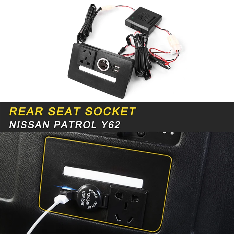 

Rear Seat Socket Assembly Splitter Charger Power Plug Outlet Interior Accessories for Nissan Patrol Y62 Car Styling