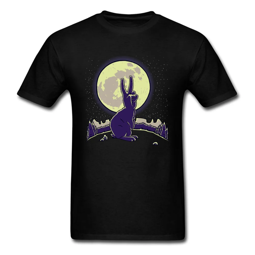 

Black Fashion Tops T-Shirt Moon Star The Rabbit Design Mens Funny Tshirts 100% Cotton Summer/Autumn Crew Neck T Shirt Leisure